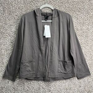 Eileen Fisher Jacket Women’s S Fawn Gray Organic Cotton Lightweight Open Front H
